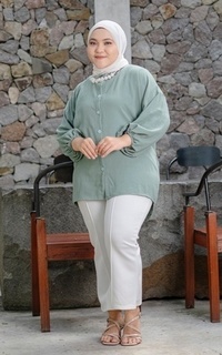 Kemeja Feli Crinkle Shirt Sage M17328 R82S3