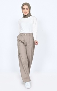 Pants Kulot Jennie in Coklat Abu