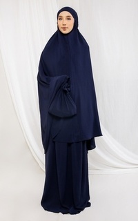 Praying Set Mukena Dewasa CEY Crinkle - Kamila Dark Navy