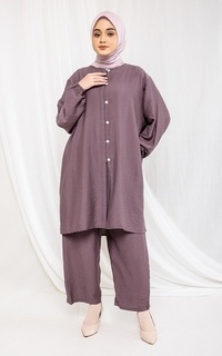 Setelan Fashion Muslim Setelan Pants Long Tunic - Annika Lavender
