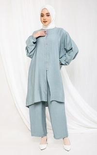 Setelan Fashion Muslim Setelan Pants Long Tunic - Annika Pistachio