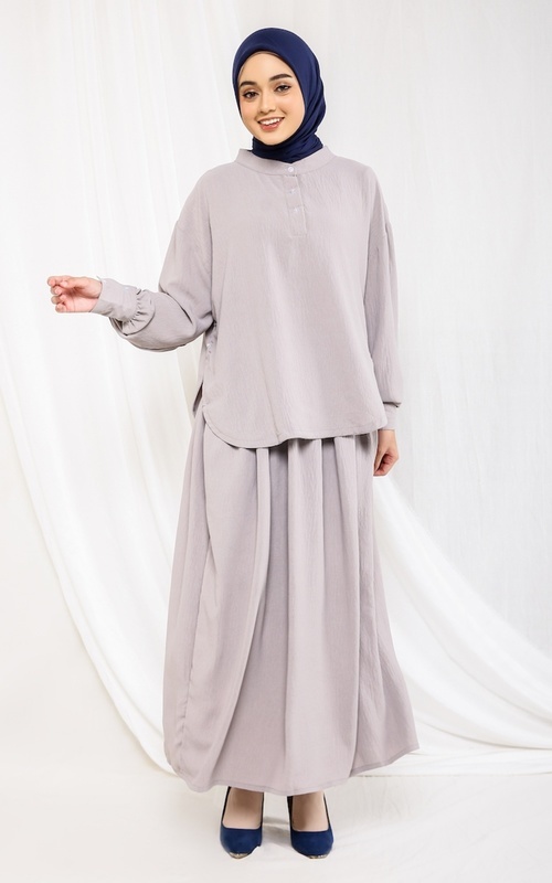 Setelan - Fashion Muslim Setelan Skirt Blouse - Isla Ash - Ash