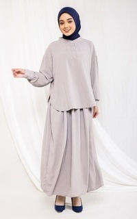 Setelan Fashion Muslim Setelan Skirt Blouse - Isla Ash