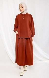 Setelan Fashion Muslim Setelan Skirt Blouse - Isla Teracota