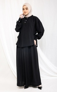 Setelan Fashion Muslim Setelan Skirt Blouse - Isla Black