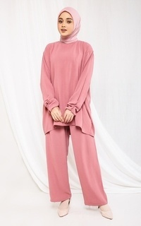 Setelan Fashion Muslim Setelan Pants Blouse - Aira (L) Salmon