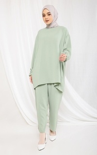 Setelan Fashion Muslim Setelan Pants Blouse - Aira (L) Seafoam Green