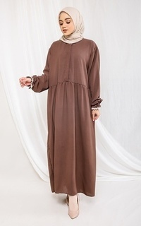 Gamis Fashion Muslim Dress Half Placket - Hannah Coffee