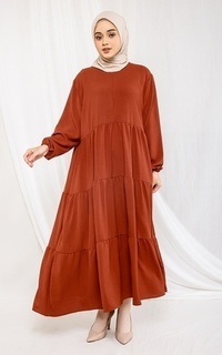 Long Dress Fashion Muslim Dress 3 Tier - Luna (L) Teracota