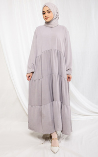 Gamis Fashion Muslim Dress 3 Tier - Luna (L) Oat