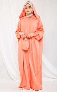 Praying Set Mukena Dewasa Terusan Katun Mikro Hoodie - Fathah Peach Pink