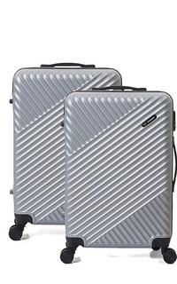 Tas Isvara Tas Koper One Set Unisex Large Compartment Suitcase Number Code Locking ORIGINAL - Light Grey