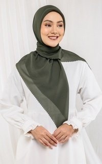 Plain Scarf Qaaf Hijab Akleema Bella Square Premium Laser Cut