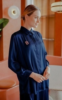 Kemeja Amaya Basic Set Shirt - Navy