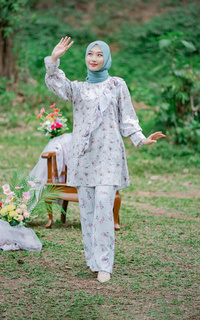 Tunik Maetha - Tunik Wanita Muslim Motif Print Pattern Athena Series Size Standar