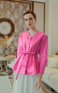 Kemeja Jane Belted Shirt - Fuschia