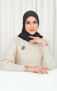 Hijab Motif Tapis Pleated Square - Charcoal