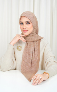 Printed Scarf Tapis Pleated Square - Mocha