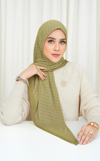 Hijab Motif Tapis Pleated Square - Olive