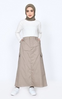 Skirt Rok Kargo Jennie Coklat Abu