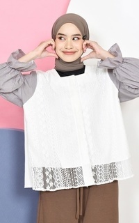 Blouse Mybamus Seika Lace Top - Atasan Wanita Brukat - Blouse Korea Kekinian