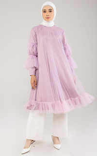 Blouse Hazelnut Indonesia - Twain Tunic - Atasan Tunik / Blouse / Top Wanita - Lavender (DEFECT/ MINOR)