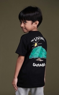 Pakaian Anak Tawheed The Living Sahabi - Kaos Dakwah Anak Muslim Islami - Baju Distro Anak 3-10 Tahun Laki-laki dan Perempuan | ANTI BAKTERI (Hitam)