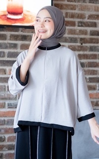 Blouse Mybamus Suzu List Tops - Atasan Kekinian - Atasan Wanita Lengan Panjang