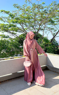 Gamis Ombre Dress Fuchsia Coral