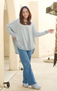 Shirt Artie | Moana Kaos Oversize Salur Stripe Cotton Atasan Wanita