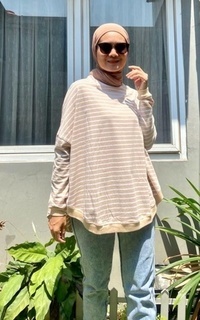 Artie | Moana Kaos Oversize Salur Stripe Cotton Atasan Wanita