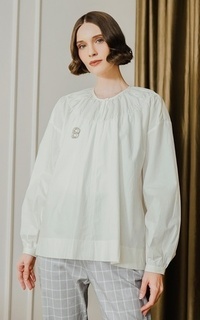 Blus Poplin Top - White