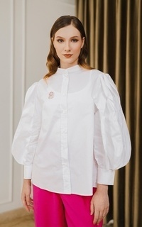 Kemeja Shirt Statement Sleeve - White