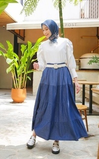 Rok Long Skirt Denim Aurora Dark Blue