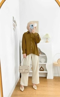 Kemeja Basic Puffy Shirt Olive