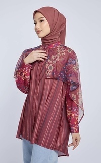 Blus Kami Hasya Cape Shirt Top Maroon