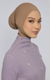 Scarf Cap Kami Inner Neckless Plain Mocca