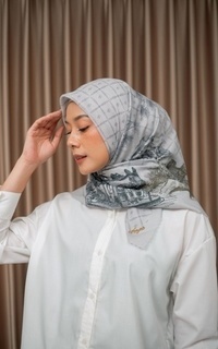 Hijab Motif Scarf Carousel Soft Grey