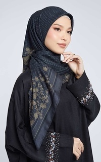 Hijab Motif Kami Mono Scrabble II Signature Scarf Onyx