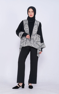 Cardigan Miray Black Grey Tenun Outer