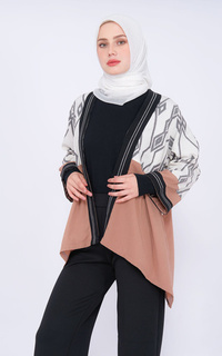 Cardigan Meyra Brown White Tenun Outer