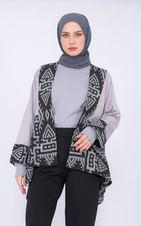 Cardigan Miray Grey Black Tenun Outer