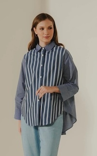 Kemeja Aeera Stripes Shirt - Blue