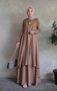 Gamis Ravanka's Calla Dress Latte| Gamis Polos Basic Kerja 