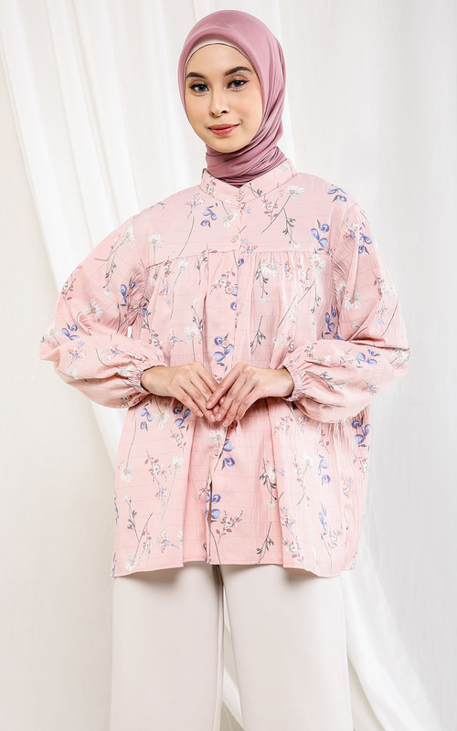 Kemeja - Lily Blouse in Pink - Pink