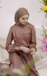 Gamis Ravanka's Elladine Sequin Dress Cinnamon| Gamis Raya Pesta Kondangan