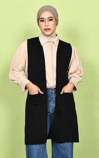 Cardigan (Defect) Mybamus Plain Pocket Outer Black