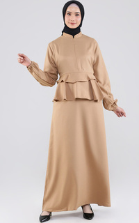 Gamis Hazelnut Indonesia - Osaka Dress - Gaun / Pakaian / Dress Wanita - Mocca (LAST PIECE)