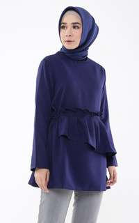 Blus Hazelnut Indonesia - Cashie Top - Atasan/ Blouse/ Top Wanita - Navy (DEFECT/ MINOR)