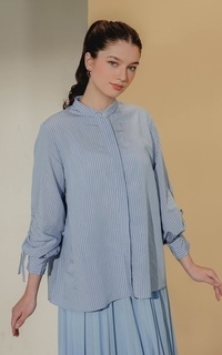 Shirt Shirt with Sleeves Detail - Blue